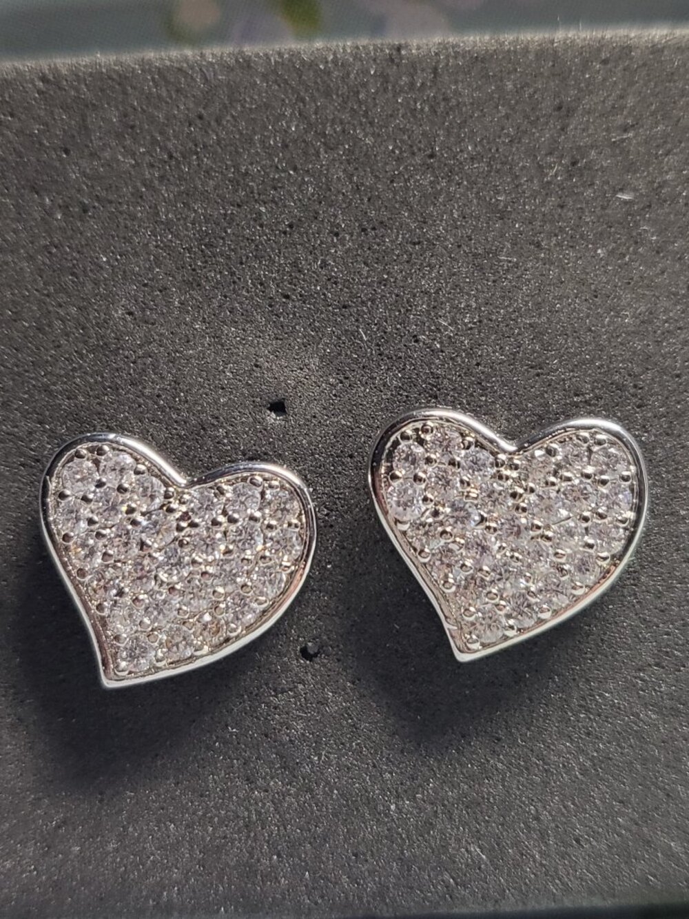 Sparkling Pave Heart Shaped Stud Earrings